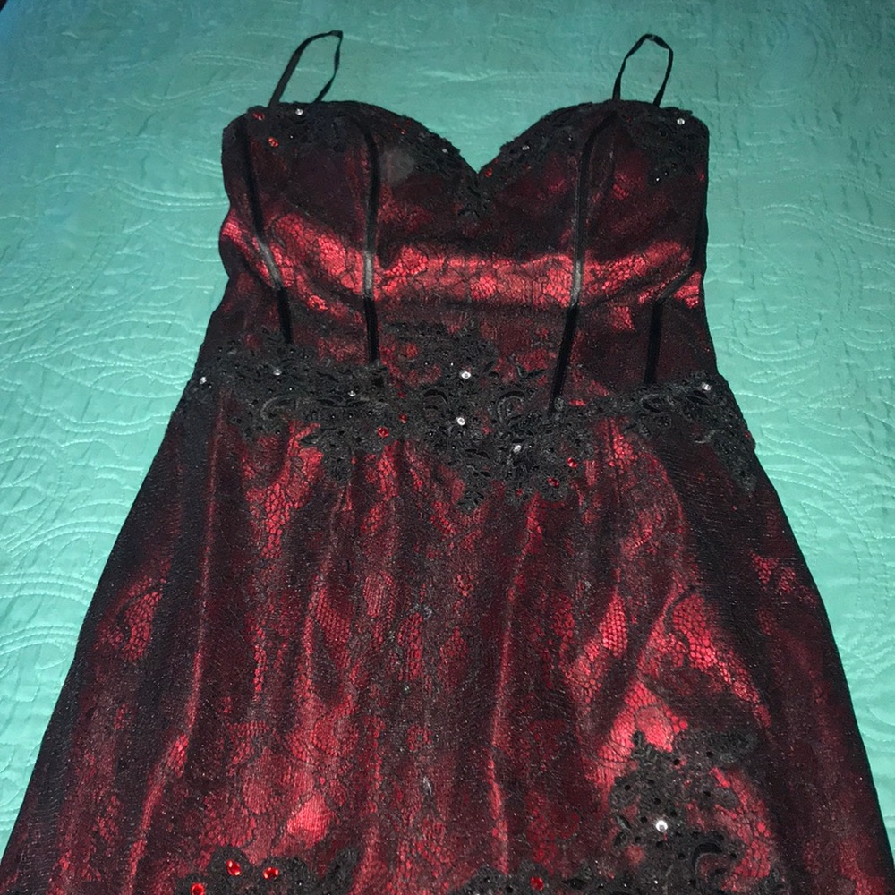 Red and black prom dress